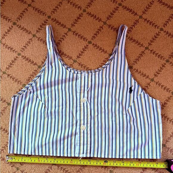 Polo by Rsalph Lauren striped button down cropped tank NWOT M/L - Picture 3 of 9